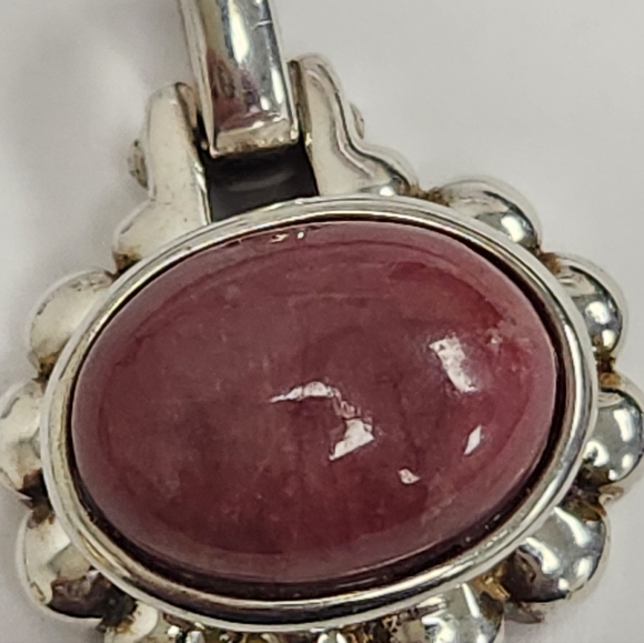 Sterling Silver Oval Rhodonite Pendant - Picture 6 of 7